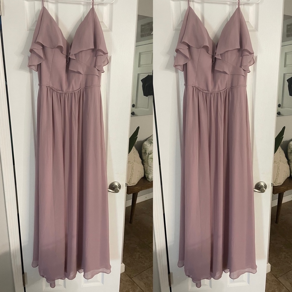 Maxi Mauve Dusty Rose Dress- with Ruffle Sleeve